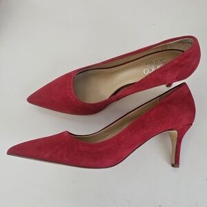 Franco Sarto Red Suede Pumps Size 7.5
